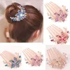 Hair Clips Accessory Headwear Inlaid Rhinestone Flower Comb Hairpin Elegant Women