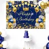 Bakgrundsmaterial Guldglitter Happy Birthday Party Backdrop för foto Svart Happy Birthday Adult Theme Party Decoration Supplies Diy Bakgrund YQ231004