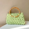 Tapés Hohemian Crochet Bamboo Handle Femme sacs à main Hollow Knitting Tote Sacs tissés pour femmes Square Claking Purse et Handbag Designer 240407