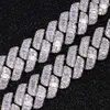 Zware zilveren 18k vergulde luxe ketting Baguette Diamond Vvs Moissanite Cubaanse schakelketting