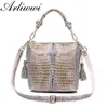 Totes Promoção Designer Shiny Graceful Crocodile Grain Feminino 100% genuíno em couro com esteriologia Bolsas de corpo cruzado*Frete grátis GY14 240407