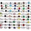 Wedding Rings 20 30 50 100pcs For Women Silver Plated Multicolor Crystal Zircon Stone Fashion Jewelry Party Gift Wholesale Lot 230928