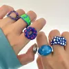 Cluster-Ringe Foydjew 2023 Trend Geometrische Wellenpunkt Donut Damen Hip Hop Modeschmuck Handgemachte Epoxidharz-Accessoires