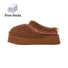 Tasman Uggsly Bot Terlik Kestane Kürk Slaytlar koyun derisi Shearling Tazz Katırlar Kadınlar Ultra Mini Platform Önyükleme Slip-On Ayakkabılar Süet Üst Konfor Sonbahar Kış Ugge