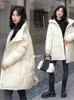 Kvinnors dikerockar 2023 Winter Jacka Parkas Long Down Cotton Jackets Glossy Female Hooded Padded Parka Waterproof Coat ZY7309