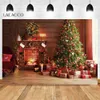 Bakgrundsmaterial LaAcco Old Brick Pise Pise Christmas Tree Gift Teddy Bear Baby Photo Bakgrund Fotografering Bakgrund Fotocall Photo Studio YQ231003