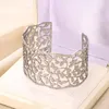 Bangle Vintage roestvrij staal brede armbanden voor vrouwen holle wijnblad armband armbanden sieraden accessoires kerstcadeau Pulsera