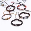 Charm Bracelets 5Pcs Retro Men Faux Leather Braided Rope Beads Bracelet Wrist Bangle Jewelry Men's Alloy Punk Viking Gift246L