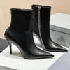 Cadı 110mm Bootie Siyah Kırmızı Kadınlar Orijinal Deri Saçlı Ayak Parçaları Stiletto Topuk Ayak Bileği Yan Fermue Yüksek Topuklu Moda Botları Lüks Tasarımcı Ayakkabı Fabrika Ayakkabı