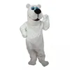 Costume de mascotte d'ours polaire d'Halloween, personnage de thème animé de dessin animé de haute qualité, taille adulte, fête de Noël, tenue de publicité extérieure