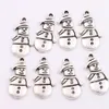 Cadeaux de Noël bonhomme de neige hiver perles breloque 200 pièces lot 12 4x25mm pendentifs en argent Antique bijoux de mode bricolage L772245S