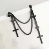 Boucles d'oreilles pendantes Punk gothique noir, pompon croisé pour femmes et hommes, chaîne en métal exagérée, faux Piercing, bijoux de fête, cadeau