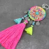 Llaveros estilo bohemio borlas hechas a mano colorido patrón étnico llavero para mujer moda llavero bolsa baratija amistad regalo