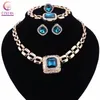 Wedding Party Accessories Crystal Gem Jewelry Sets For Women African Beads Necklace Bracelet Earrings Ring Set Christmas Gift296l