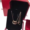 Роскошное модное ожерелье, дизайнерские ювелирные изделия для вечеринки, двойные кольца из стерлингового серебра, кулон с бриллиантом, ожерелья из розового золота для женщин, необычные dr290l