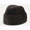 Bérets de luxe hiver homme haut véritable chapeau de bombardier mâle véritable tête chaude noir/marron casquettes cadeau pour papa Gorras