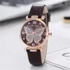 Andere Uhren Schmetterling Diamant Zifferblatt Design Frauen Quarzuhren Mode Lässig Damen Armbanduhren Einfache Frau Leder Uhr Montre Femme 230928