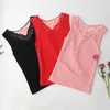 Camisoles Tanks 2023 Winter Vrouwen Thermische Tank Tops Vrouwelijke Warme Dikke Fleece Hemd Dames Stretch Bloemen Borduren Vest E523