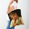 Sacos de compras Dupla Impressão Casual Medieval Europa Pintura A Óleo Crianças Canvas Shopper Bag Bolsas Estilo Vintage para Mulheres