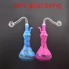 Gros mini narguilé forme de vase coloré plus récent brûleur à mazout en verre bong eau dab rig bongs tuyau avec tuyau en silicone et bol mâle de 10 mm pour fumer