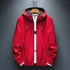 Männer Jacken Frühling Herbst Wasserdichte Jacke Koreanischen Stil Junge Jungen Mit Kapuze Zipper Vorne Feste Beiläufige Mantel Windjacke Männlich 5XL