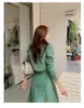 Two Piece Dress Elegant Tweed Woolen Jacket and Long Skirt Two Piece Set Women Autumn Winter Dress Suit Fashion Designer Green Party Outf 2024