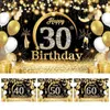 Bakgrundsmaterial Golden Black Happy Birthday Bakgrund 18 21 30 40 50 60 Birthday Party Decoration Birthday Banner Flag Födelsedag Bakgrund Dekor YQ231003