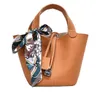 New Women's Handbag Vegetable Basket Fashion Versatile Bucket Bag Silk Scarf Large Capacity Tide model 9236