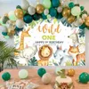 Bakgrundsmaterial Jungle Animal Safari Party Bakgrund Backdrop Wild One 1st Happy Birthday Party Decoration Nyfödd baby shower Foto Bakgrund YQ231003