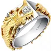 0 25Ct Dragon Ring voor Mannen 925 Sterling Zilver Wit Goud Kleur Ring China Lange Synthetische Diamanten Ring Mannelijke Bruiloft Jewelry198e