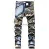 Jeans pour hommes Jeans de camouflage extensibles de luxe légers pour hommes patchs de couleur décors de poche jeans slim élégant jeans décontractés jeunesse sexy must; L231003