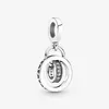 100% 925 Sterling Silver Logo Circles Dingle Charms Fit Original European Charm Armband Women Wedding Engagement Jewelry 218g