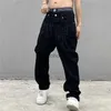 Mäns jeans Y2K Black Baggy Jeans Men's New Streetwear American Retro Printed Letter Pants Straight Hip-Hop Loose Denim Trousersl231003