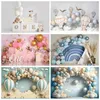 Background Material Girl Boy 1st Birthday Photography Backdrop Newborn Baby Tent Party Decor Balloon Photocall Interior Photo Background Photozone YQ231003