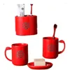 Bath Accessory Set Red Marry Gifts Ceramics Wash Supplies Four Piece Household Toothbrush Holder Tooth Mug Soap Dish Bathroom Accessories