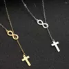 Pendant Necklaces Simple Fashion Eternal Cross Combination Necklace Stainless Steel Women's Men's Accessories 2 Colors Wholesale