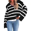 Women's Sweaters Sweater With Large Lapel Striped Color Matching Knit Top Dress For Men