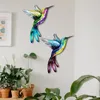 Trädgårdsdekorationer 1pc metall fågel väggkonst skulptur utomhus hängande prydnad stor kolibri hänge för heminredning
