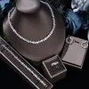 Necklace Earrings Set 4pcs Fashion Cubic Zirconia Bridal Wedding Party Ring Bracelet Jewelry For Women