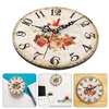Horloges de table Montre Vintage Horologie Horloge Numérique Mur Ferme Silencieux En Bois Accessoire de Maison