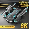 Ny S6 Drone 8K HD Aerial RC Plane Dual Camera Quadcopter Folding Flyer Three Sides Hinder Undvikande Lämplig för vuxna Lyckliga gåva för barn Tre batterier