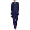 Traudes de mujeres para mujeres Mother of the Bride Pants Suits Longitud completa Cordero 3/4 manga 3 PCS Bodas de bodas