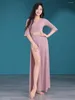 Stage Wear V-neck Belly Dance 2023 Performance Clothings Suit Jazz Hollow Out Chinese Folk Arab Clothes Woman Latin Solid Color Dancer Sari