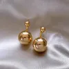 Korean Big pearl Gold Plated Stud Earrings Fashion Jewelry Big Round Ball Pendant Earring for Women Gifts Wedding Accessory