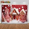 Achtergrondmateriaal Kerst Rood Dessert Winkel Achtergronden Voor Fotografie Rekwisieten Huis Boom Geschenken Sneeuw Foto Achtergrond Behang Decoratie Photozone YQ231003