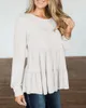 Women's Blouses Womens Long Sleeve Tunic Babydoll Knit Tops Peplum Ruffle Hem Blouse Loose Casual Shirt Flowy Swing Shift