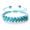 Strand 6mm Pietra naturale Blu Pino Perline Braccialetti per le donne Yoga Moda fatta a mano Corda colorata Braccialetti intrecciati Gioielli da uomo Regali Pulsera