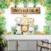 Background Material Jungle Animal Safari Party Background Backdrop Wild One 1st Happy Birthday Party Decoration Newborn Baby Shower Photo Background YQ231003