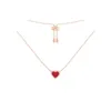Collier de styliste en forme de cœur pour femmes, accessoires en acier inoxydable, chaîne en Zircon vert et rose, bijoux pour femmes, cadeau 265k