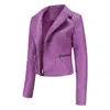 Kvinnorjackor för kvinnor Autumn Lapel Motor Jacket Kvinnkläder Dragsopter Biker Kort punk toppar beskurna ytterkläder Pure Color Coats